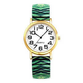 Avaner Women's Bohemian Style Watch with Large Arabic Numerals Elastic Analogue Quartz Watch - Easy to Read Watch for Women and Girls, Colour-4, bohemian style