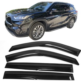 IKON MOTORSPORTS, Window Visors Compatible with 2020-2024 Toyota Highlander, Tape On Mugen Style Acrylic Shade Rain Sun Guards Wind Vent Air Deflector, 2021 2022