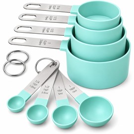 8-Piece Measuring Cups & Spoons Set for Cooking – Stackable Design with Stainless Steel Handles for Baking & Meal Prep