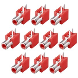 sourcing map PCB Panel Mount Single RCA Socket Female Jack Audio Video AV Connector Red 10Pcs
