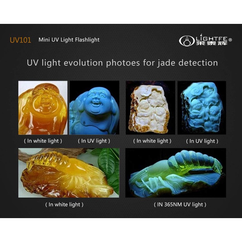 LIGHTFE Black Light 365nm UV Flashlight UV101D with High Power