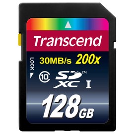 Transcend 128GB SDXC Class 10 Flash Memory Card Up to 30MB/s (TS128GSDXC10)