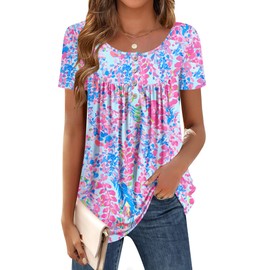 Zeagoo Boho Tunic Tops for Women Flowy Button Down Blouse Casual Dressy Shirt Leggings Friendly Summer Outfit Medium