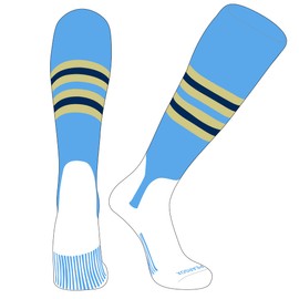 PEAR SOX OTC Baseball Softball Stirrup Socks (F, 5in) Sky Blue, Vegas Gold, Navy (M)