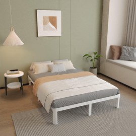 ITIMIDI 12 Inch White King Size Bed Frame, Metal King Platform Bed Frames with Round Corner Legs, Heavy Duty Steel Support 3500 LBS, Storage Space, No Box Spring Needed, Noiseless, Easy Assembly