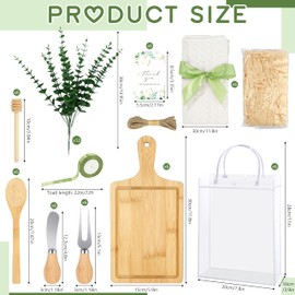 6 Sets Baby Shower Prizes for Game Winners 63 Pcs Wedding Bridal Shower Gifts for Guests Baby Shower Favors Includes Bamboo Cheese Boards with Knives Forks Spoons Towels Eucalyptus Gift Bags