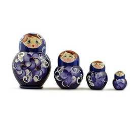BestPysanky Set of 4 Blue Dress Mini Wooden Russian Nesting Dolls Matryoshka 3 Inches