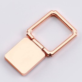 ISKIP Phone Ring Holder Finger Kickstand, Square Metal Foldable Grip Cellphone Stand Suitable for All Smartphones (Rose Gold)