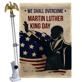 We Shall Overcome Decorations Burlap Home Decor Banner Room Wall Art Patio Porch Lawn Garden Flag Stand Pole Outdoor Tapestry Yard Signs Black History Month African American Heritage Gifts Made In USA
