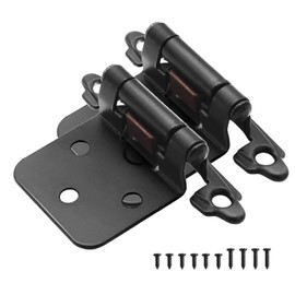 30 Pack 15 Pairs Black 1/2 inch Overlay Cabinet Doors Hinges,Self Closing Semi-Concealed Cabinet Hinges for Kitchen Cabinet Doors, Black Face Mount Cabinet Hardware