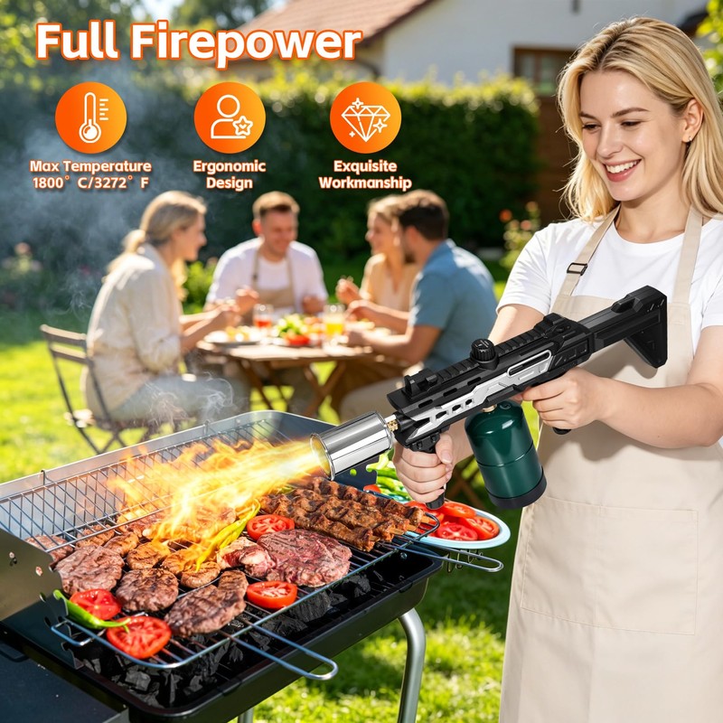 Teupoa Propane Torch Gun Adjustable Flame High-Output Cooking Blow Torch