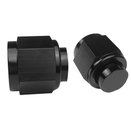 10AN Flare Tube Cap Fitting 10 AN Tubing Plug Nuts Fuel Line Block Off Adapter Black Anodized Pack of 2