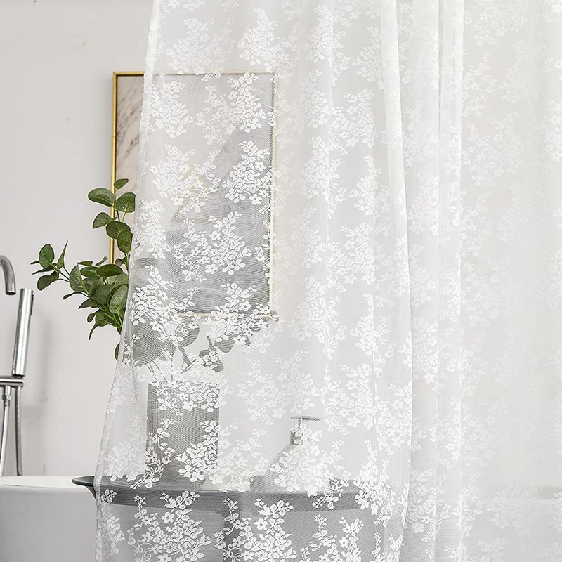 YJ YANJUN White Lace Shower Curtain - Victorian Shower Curtain