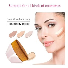 Flat Top Kabuki Foundation Brush, vegan Brush for Liquid Makeup, Dense Blending Brush for Flawless Liquid, Cream, Powder Foundation, with Free Storage Box (Pink) (Brown Flat Top, Regular Size)