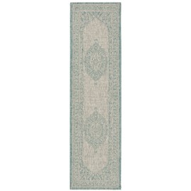Safavieh Courtyard Collection CY8751-37112 Light Grey and Aqua Indoor Outdoor Area Rug (2'7" x 5')