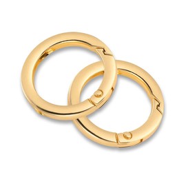 Lotsdonxia 2 Pcs Gold Round Metal Spring Ring Key Snap Clip Durable Fastening Accessory Lightweight Versatile Strap and Belt Buckle for Bags Wallets Keychains (1-Inch)
