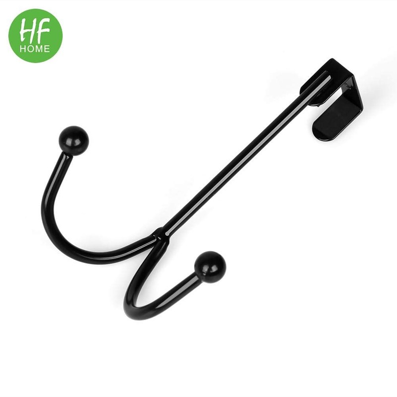HFHOME 2Packs Over The Door Double Hanger Hooks, Metal Twin