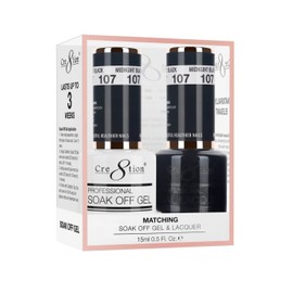 Cre8tion Soak Off Gel Polish & Matching Nail Lacquer - #107 Midnight Black