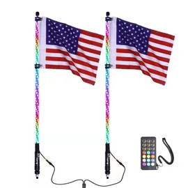 Beatto 2PCS 3FT(0.9M) RF Remote Control RGB LED Whips Light with Dacning/Chasing, Antenna Light for Off- Road Vehicle ATV UTV RZR Jeep Trucks Dunes. (3FT-2PCS)