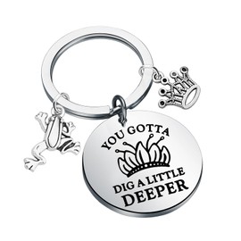 ENSIANTH Princess Frog Merch Princess Tianas Lover Keychain Magic Kingdom Gift You Gotta Dig A Little Deeper Fairy Tale Gift (CA deeper key)