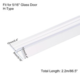 uxcell Shower Door Side Seal, H-Type Shower Door Sweep for 5/16" Glass 86.5" Long Silicone Frameless Glass Door Seal Strip, Stop Shower Leaks, Clear