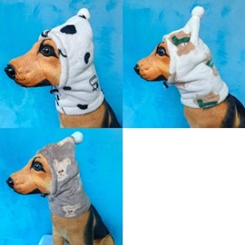 Dog Winter Hat,Dog Flannel Hat Pet Christmas Winter Warm Caps,Dog Neck Ear Windproof Warm Scarf,Calming Dog Hood for Noise Protection (Grey Brown, L)