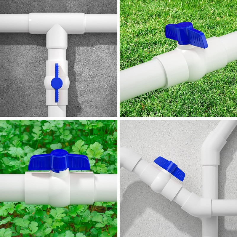 EPHECH 20PCS 1/2" PVC Ball Valve, SCH40 Slip PVC Water