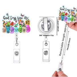 Christian Saying Retractable Badge Reel with Alligator Clip,Name Tag ID Card Badge Holder for Nurses & Office Workers