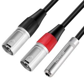 Devinal 1/4 inch Female to Dual XLR Breakout Cable, 6.35mm TRS to 2 XLR Male Audio Converter, 1FT Y Splitter Cord Wire