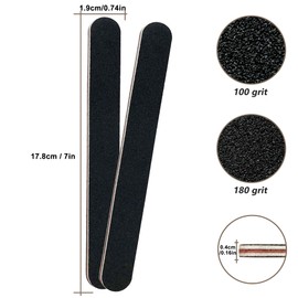 Nail Files Set, 20PCS 100/180 Grit Professional Nail Files Double Sided Emery Board, Black Fingernal Buffing Files for Acrylic Nails, Nail Buffering Files