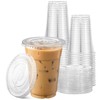 TashiBox Plastic Cups with Flat Lids 100 Sets 16 oz,