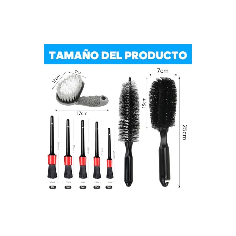 QICHEN 8PCS Cepillos de Llantas,Set de 8 Cepillos de Llantas,