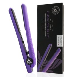 Evalectric Classic Styler Ceramic Flat Iron - 1.25" Ceramic Flat Iron with Floating Plates - Dual Voltage Hair Straightener - Negative Ion Technology - Travel Friendly - Deep Purple