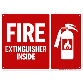 Fire Extinguisher Inside With Graphic Sign, 10x14 Inches, Rust Free .040 Aluminum, Fade Resistant, Made in USA by My Sign Center