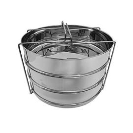 6 Quarts STEAMER INSERT Pan for IP ELECRIC PRESSURE COOKER or REGULAR PRESSURE COOKER ACCESSORIES With 3 insert pans & Vent Holes to Equalize Steam - Cook Vegetables, Meat, Fish, Rice
