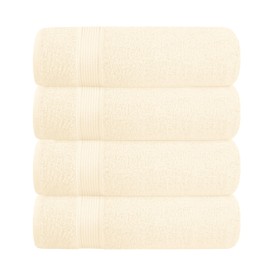 BELZZI Home Ultra Soft 4 Pack Oversized Bath Towel Set 27x54, Cotton Compact Bath Towels, Highly Absorbant Eco-Friendly Quickdry & Lightweight Towel, Ideal for Gym Travel Camp Pool - Ivory