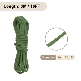 Rebower 550 Paracord Rope 10ft, 4mm Thin Paracord Nylon Cord 7-Strand Core [for Tent Camping Outdoor Gear] - Army Green