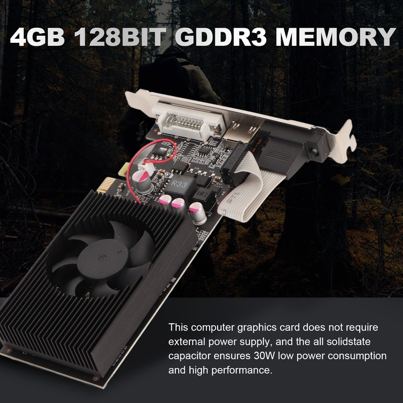 Desktop Graphics Card 4GB GDDR3 128bit 650/5000MHz Quiet Cooling Fan