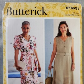 Butterick Pattern R10951 Misses Dress Sash Belt Fit Flare 2 Styles 6-14 UNCUT