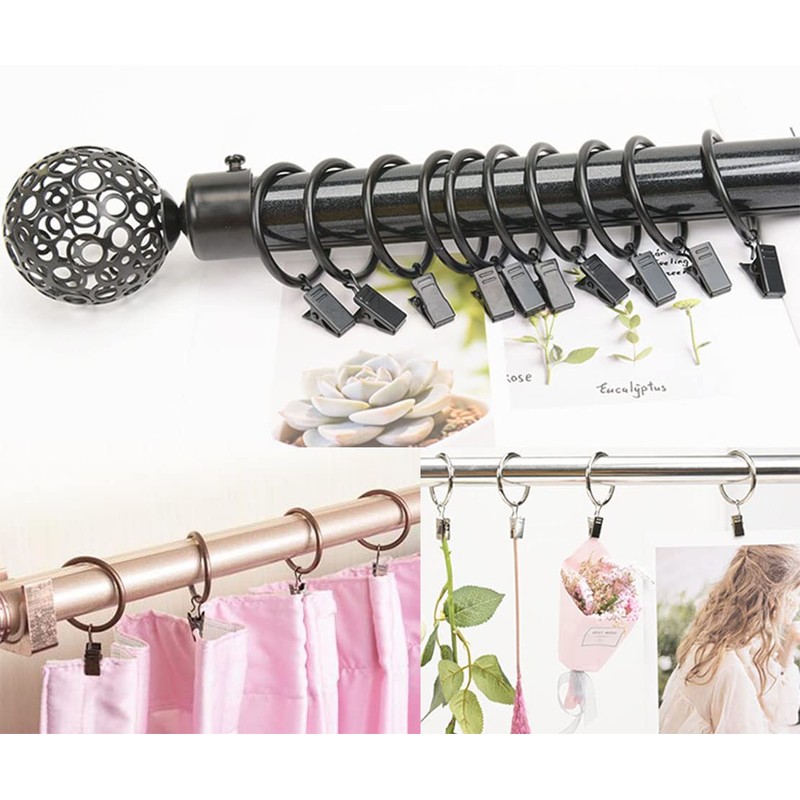 Anawakia 10 Curtain Rings with Metal Clips for Curtains, Clips,