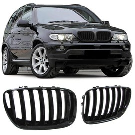 X5 E53 2004-2006 Front Bumper Grilles Gloss Black Pair