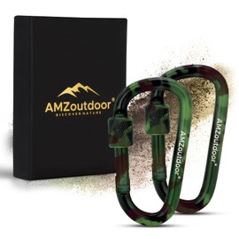 AMZoutdoor® Set of 2 Screw Carabiners in Camouflage Colour Outdoor Carabiner Key Carabiner Bushcraft Outdoor Accessories Carabiner Tent Carabiner Survival (Camouflage-2)