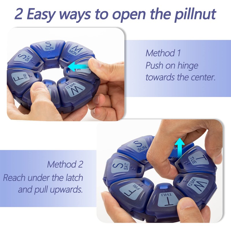 Round Weekly Pill Organizer, TPU Rubberized, Travel Pill Container 7
