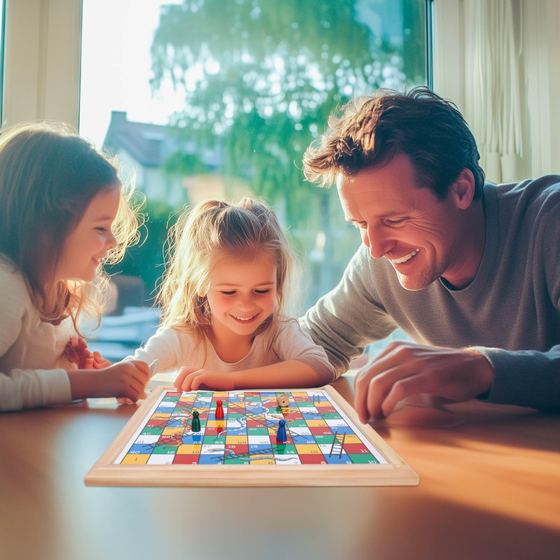 Gothink Wooden Snakes and Ladders Game - 13 Inch Educational