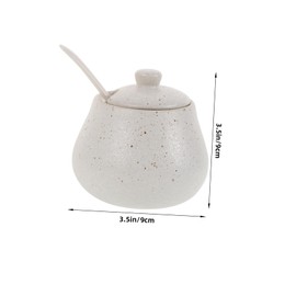 iplusmile 1 Set Japanese Ceramic Condiment Jar with Lid Spoon High Temperature Resistant Seasoning Container for Home Kitchens Restaurants Aesthetic Kitchen Addition for Sauces Spices