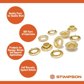 Stimpson 5GWB144 Sheet Metal Grommet and Washer Brass Durable, Reliable, Heavy-Duty #5 Set (144 Sets)