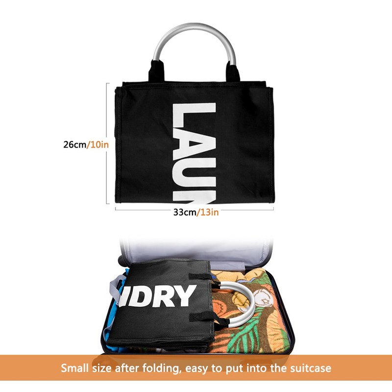 IHOMAGIC Portable Polyester Laundry Bag, Foldable Laundry Hamper with Aluminum