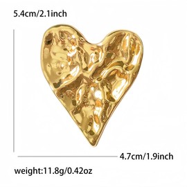 Bohemian Beach Style Ripple Heart Brooch and Pin for Women Dress Hat Pins Jewelry Gift (Golden)