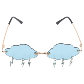 VALICLUD Wolke Sunglasses Rimless Vintage Sunglasses Funny Glasses Disco Glasses Flash Tassel for Women Men Tinted Glasses Festival Sunglasses, Green