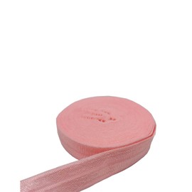 FAYADA Fold Over Elastic,5/8" Foldover FOE Trim Elastic Ribbon,Stretch FOE Band for Hair Ties Headbands Sewing Craft -5 Yards (Pink)